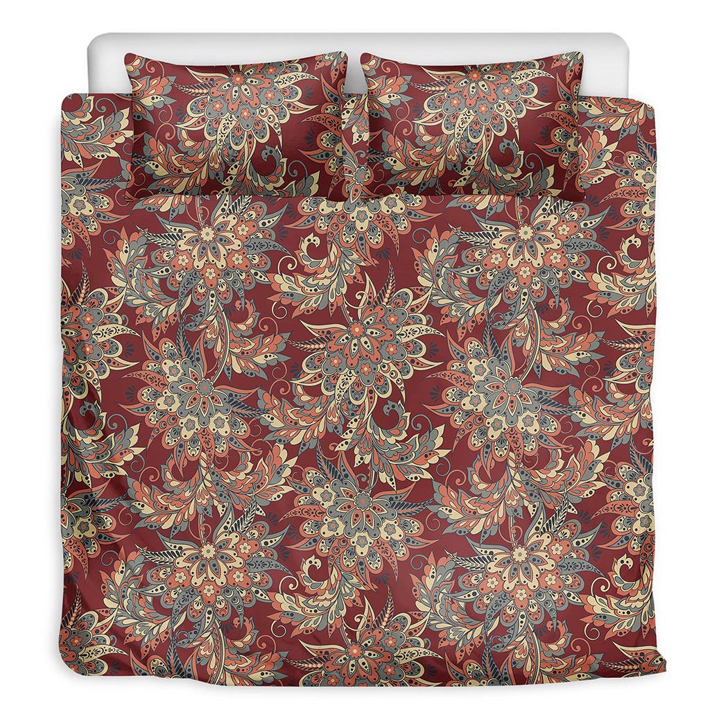Brick Floral Bohemian Pattern Print Duvet Cover Bedding Set