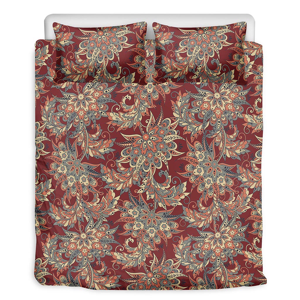 Brick Floral Bohemian Pattern Print Duvet Cover Bedding Set