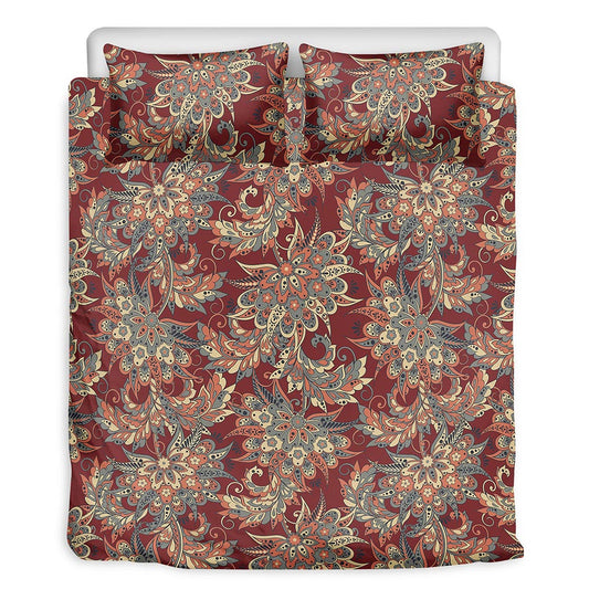 Brick Floral Bohemian Pattern Print Duvet Cover Bedding Set