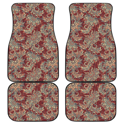 Brick Floral Bohemian Pattern Print Front and Back Car Floor Mats