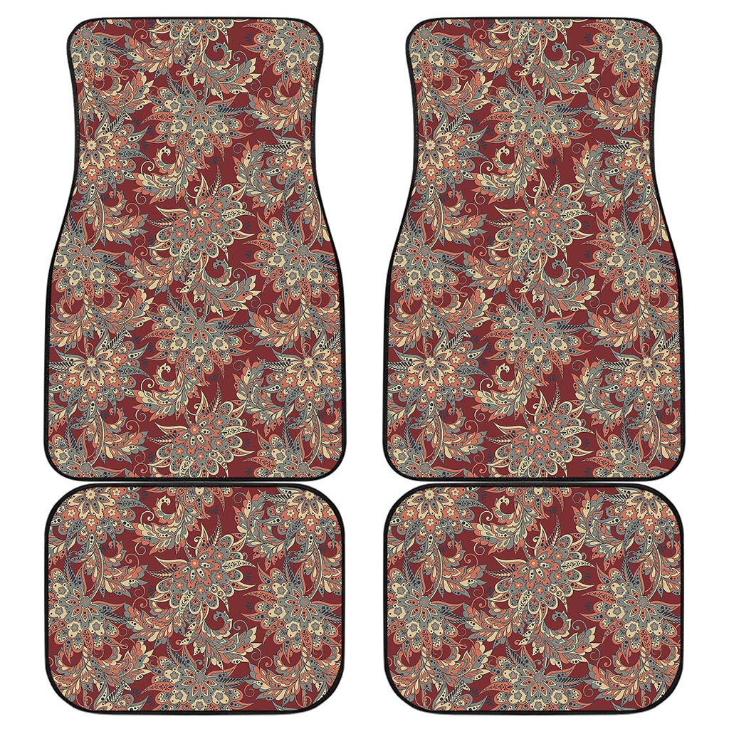 Brick Floral Bohemian Pattern Print Front and Back Car Floor Mats