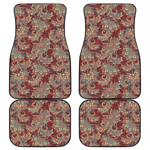 Brick Floral Bohemian Pattern Print Front and Back Car Floor Mats