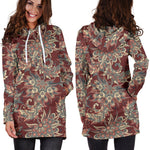 Brick Floral Bohemian Pattern Print Hoodie Dress GearFrost