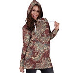 Brick Floral Bohemian Pattern Print Hoodie Dress GearFrost