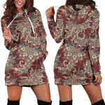 Brick Floral Bohemian Pattern Print Hoodie Dress GearFrost