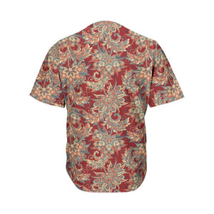 Brick Floral Bohemian Pattern Print Men's Baseball Jersey