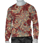 Brick Floral Bohemian Pattern Print Men's Crewneck Sweatshirt GearFrost