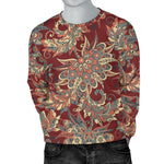 Brick Floral Bohemian Pattern Print Men's Crewneck Sweatshirt GearFrost