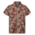 Brick Floral Bohemian Pattern Print Men's Short Sleeve Shirt