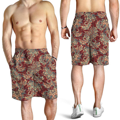 Brick Floral Bohemian Pattern Print Men's Shorts