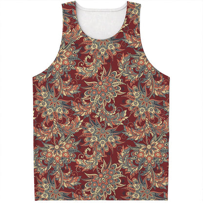 Brick Floral Bohemian Pattern Print Men's Tank Top