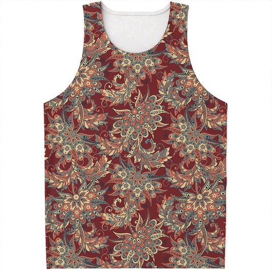 Brick Floral Bohemian Pattern Print Men's Tank Top