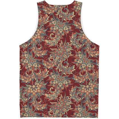 Brick Floral Bohemian Pattern Print Men's Tank Top