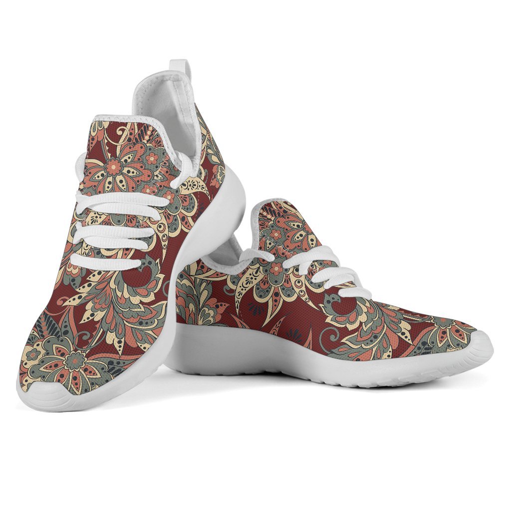 Brick Floral Bohemian Pattern Print Mesh Knit Shoes GearFrost