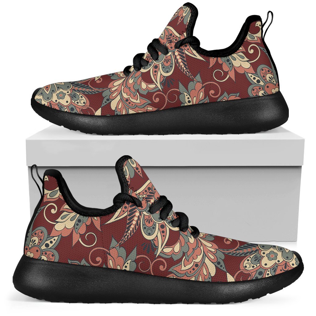Brick Floral Bohemian Pattern Print Mesh Knit Shoes GearFrost