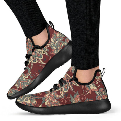 Brick Floral Bohemian Pattern Print Mesh Knit Shoes GearFrost