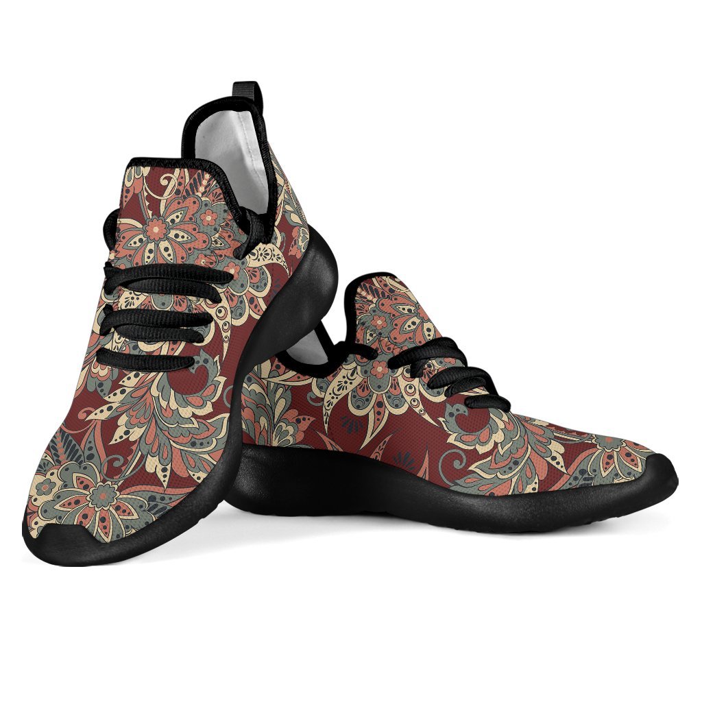 Brick Floral Bohemian Pattern Print Mesh Knit Shoes GearFrost