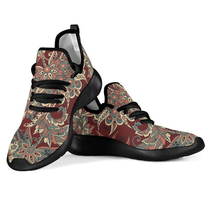 Brick Floral Bohemian Pattern Print Mesh Knit Shoes GearFrost