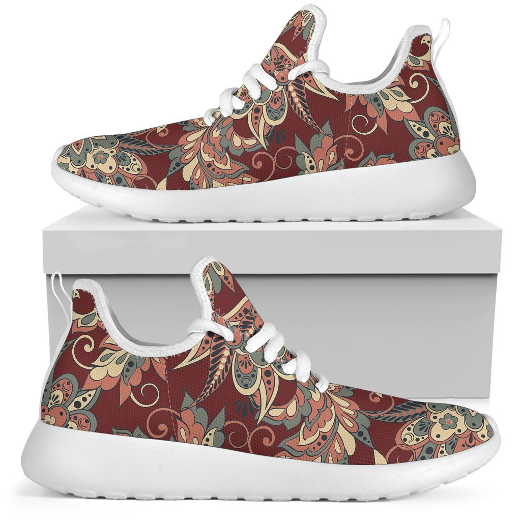 Brick Floral Bohemian Pattern Print Mesh Knit Shoes GearFrost