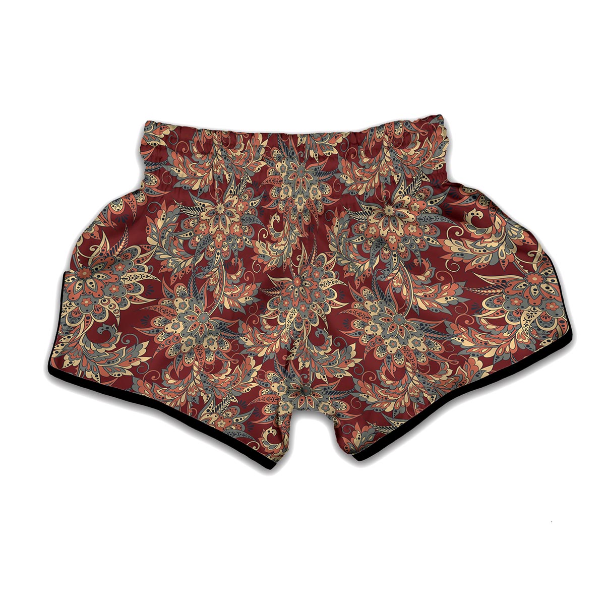 Brick Floral Bohemian Pattern Print Muay Thai Boxing Shorts