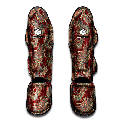 Brick Floral Bohemian Pattern Print Muay Thai Shin Guard