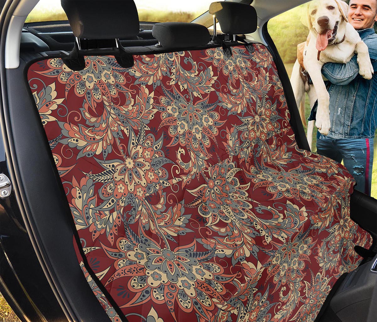Brick Floral Bohemian Pattern Print Pet Car Back Seat Cover