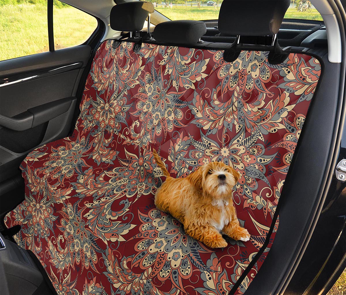 Brick Floral Bohemian Pattern Print Pet Car Back Seat Cover