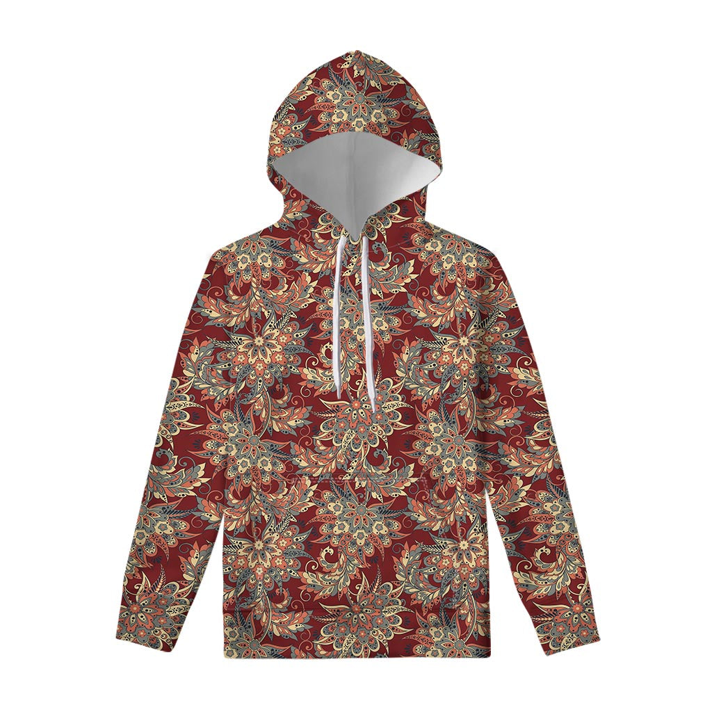 Brick Floral Bohemian Pattern Print Pullover Hoodie