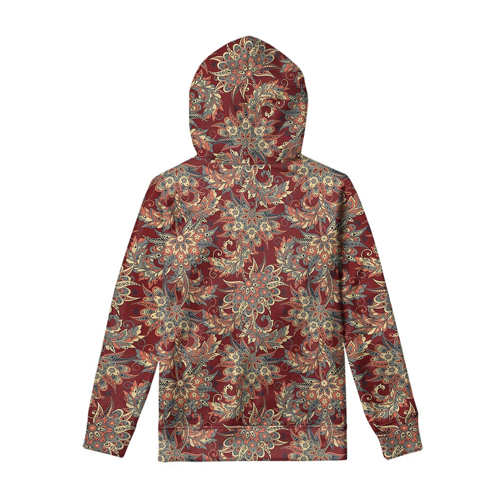 Brick Floral Bohemian Pattern Print Pullover Hoodie