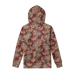 Brick Floral Bohemian Pattern Print Pullover Hoodie