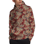 Brick Floral Bohemian Pattern Print Pullover Hoodie