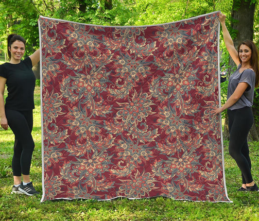 Brick Floral Bohemian Pattern Print Quilt