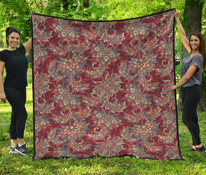 Brick Floral Bohemian Pattern Print Quilt