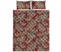 Brick Floral Bohemian Pattern Print Quilt Bed Set