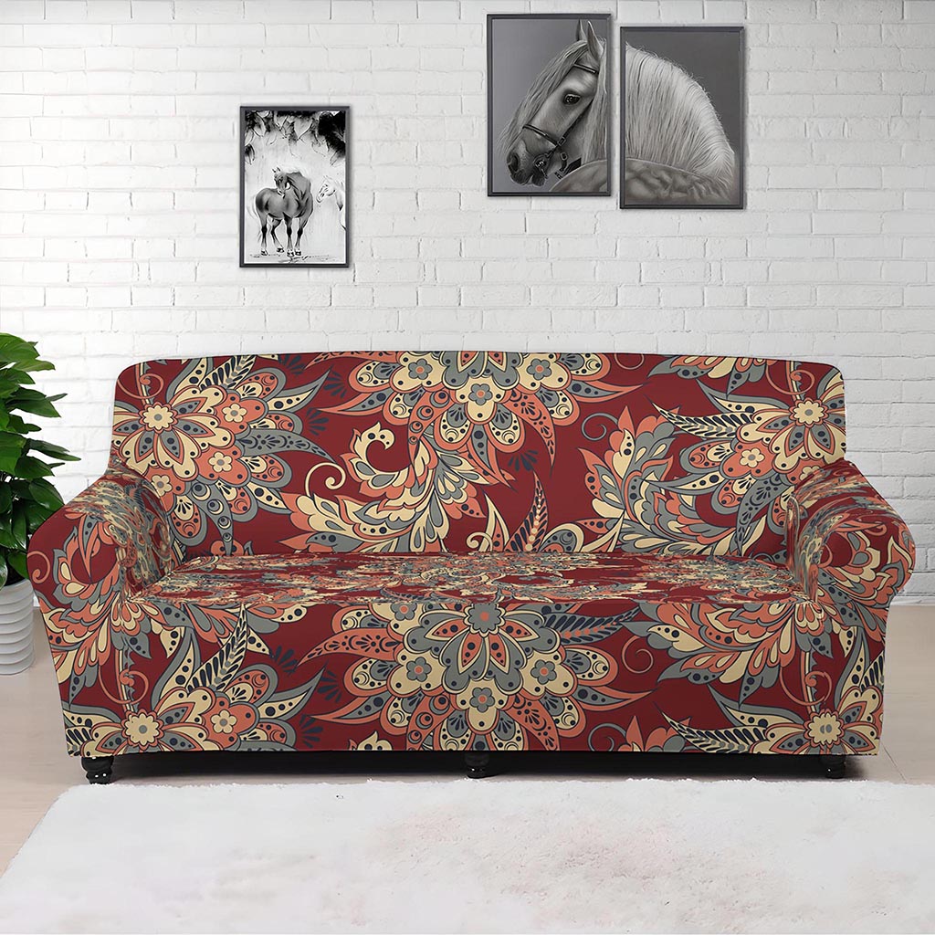 Brick Floral Bohemian Pattern Print Sofa Cover