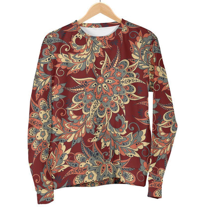 Brick Floral Bohemian Pattern Print Women's Crewneck Sweatshirt GearFrost
