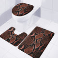 Brick Red Python Snakeskin Print 3 Piece Bath Mat Set