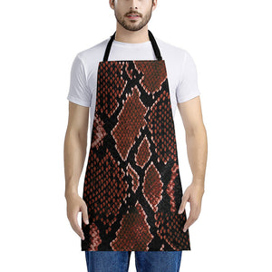 Brick Red Python Snakeskin Print Apron