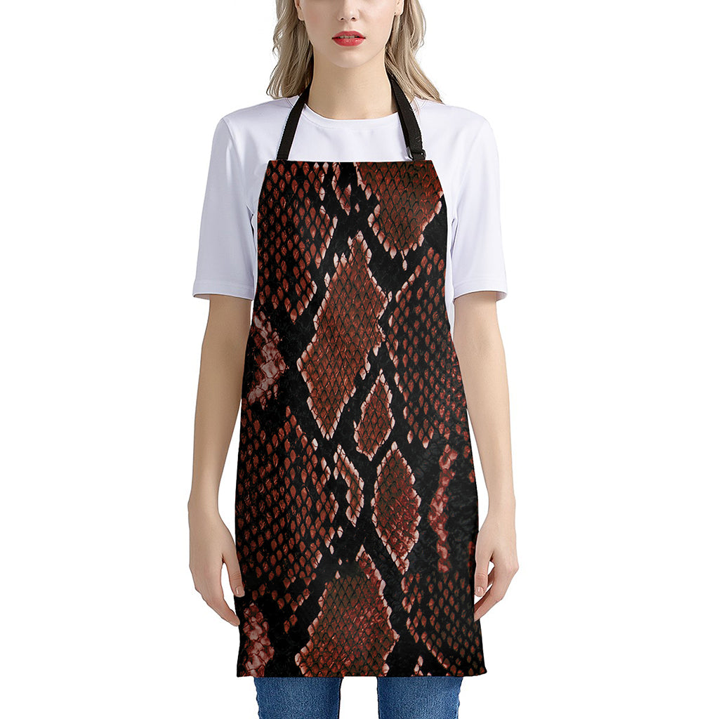 Brick Red Python Snakeskin Print Apron