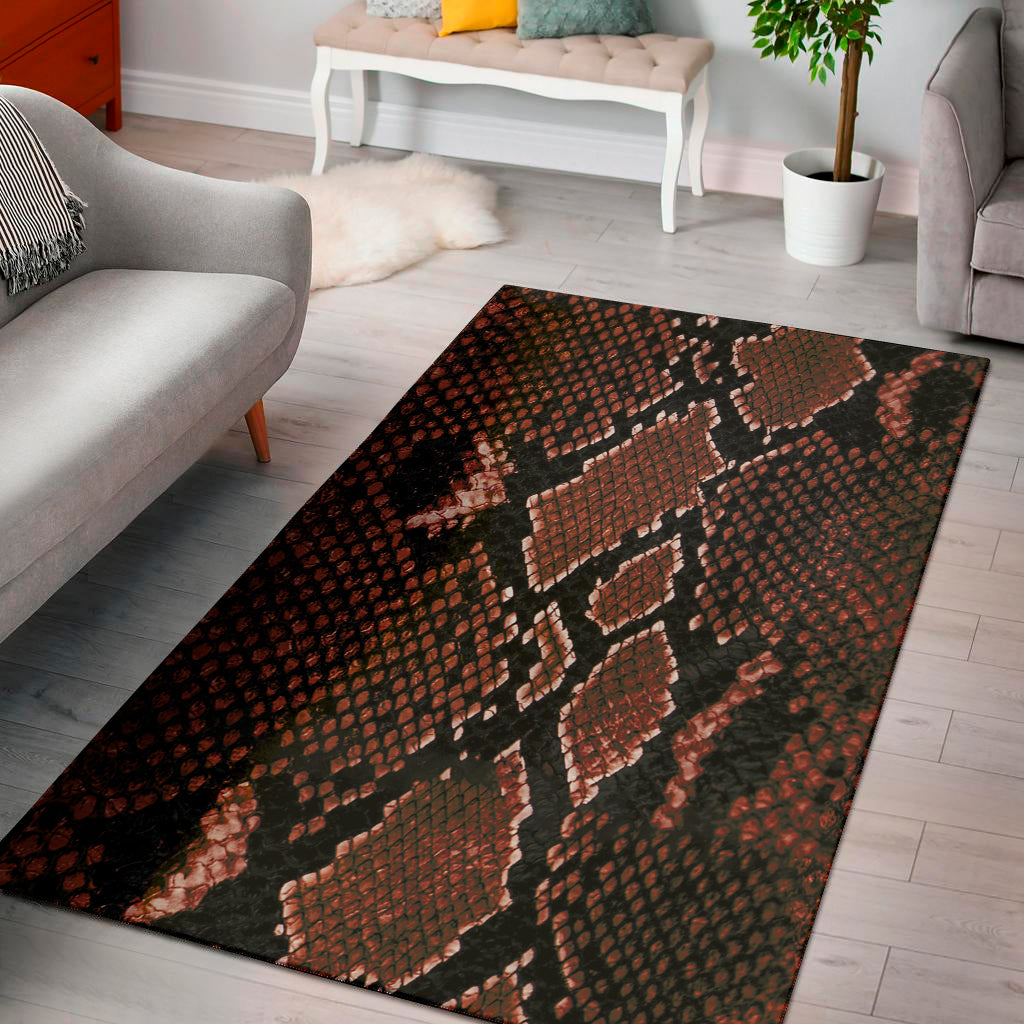 Brick Red Python Snakeskin Print Area Rug