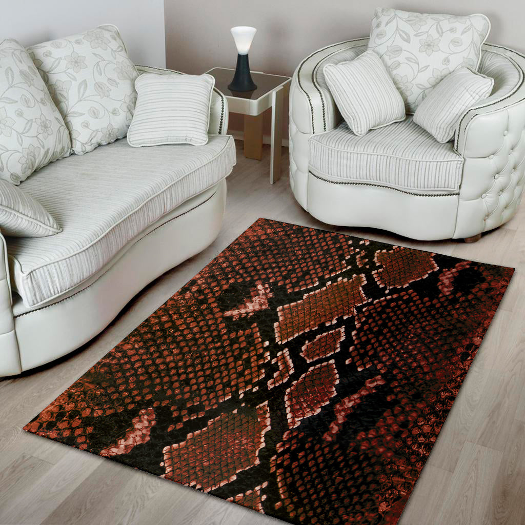 Brick Red Python Snakeskin Print Area Rug