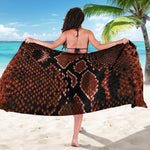 Brick Red Python Snakeskin Print Beach Sarong Wrap