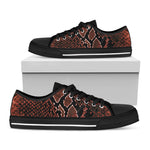 Brick Red Python Snakeskin Print Black Low Top Shoes