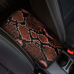 Brick Red Python Snakeskin Print Car Center Console Cover