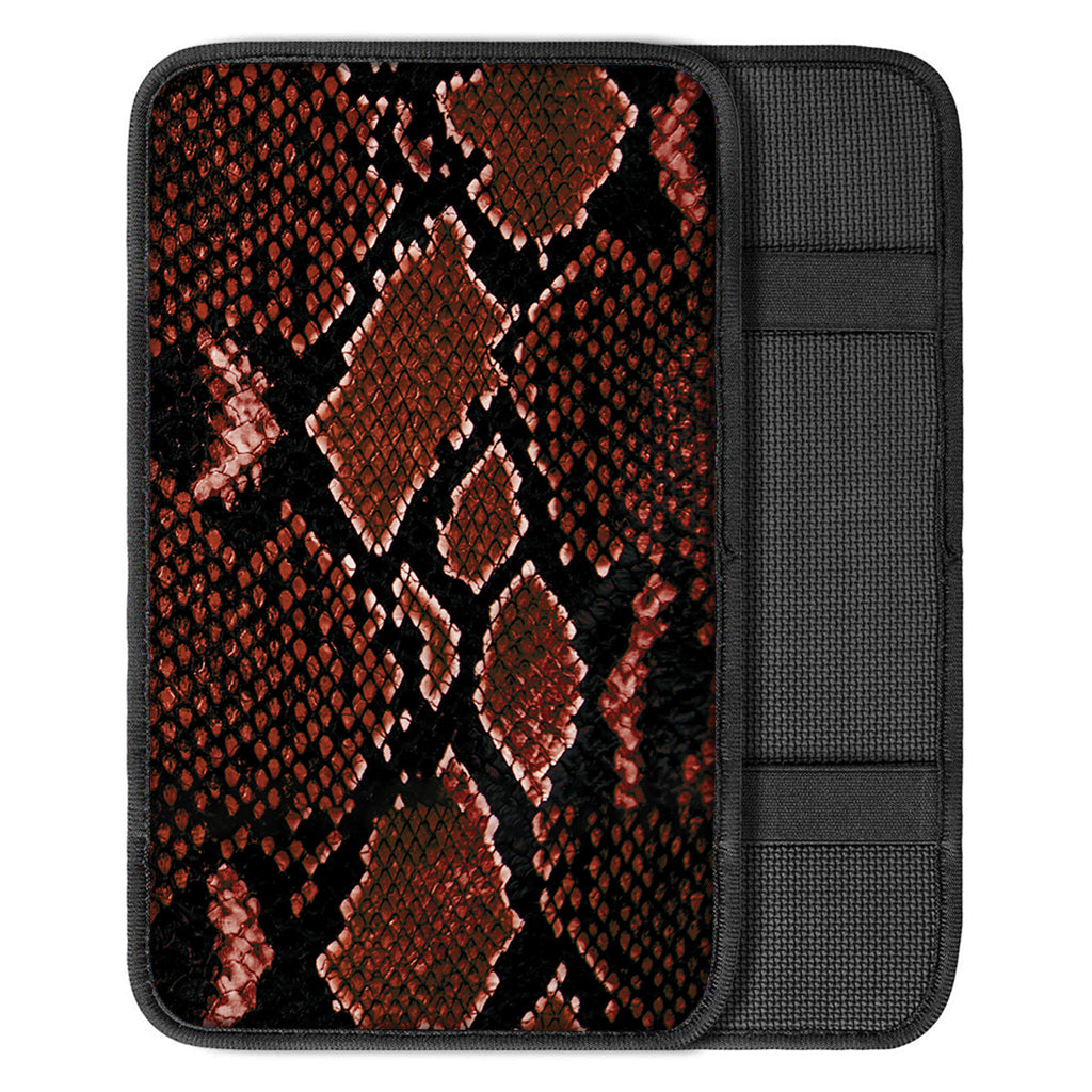 Brick Red Python Snakeskin Print Car Center Console Cover