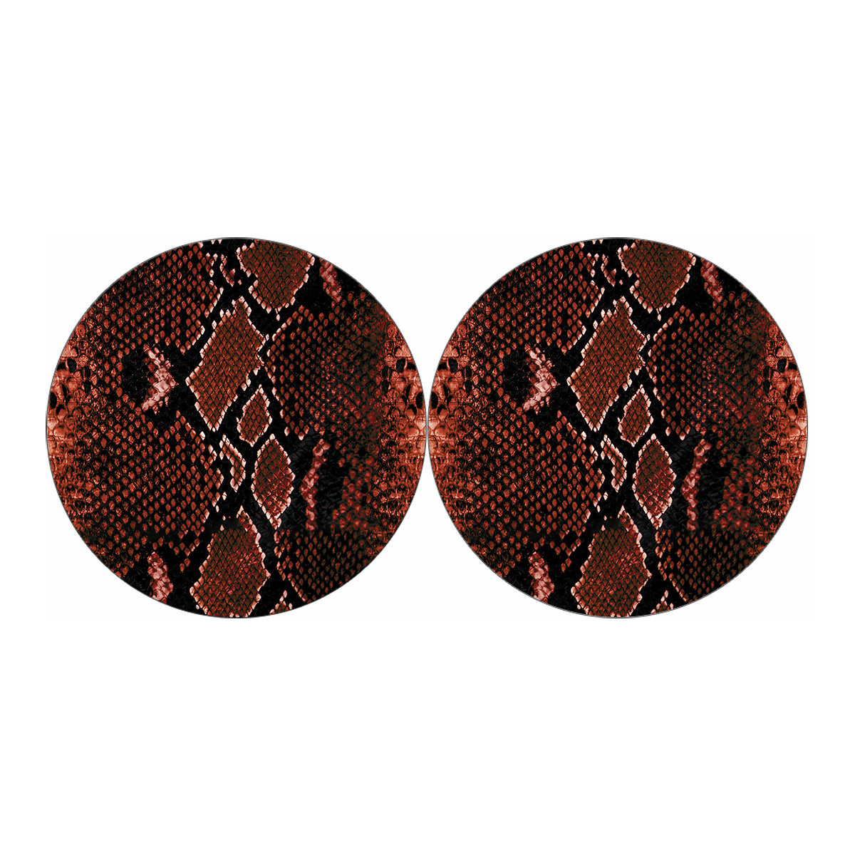 Brick Red Python Snakeskin Print Car Coasters