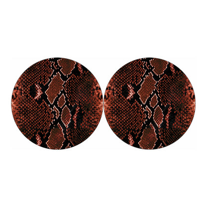 Brick Red Python Snakeskin Print Car Coasters