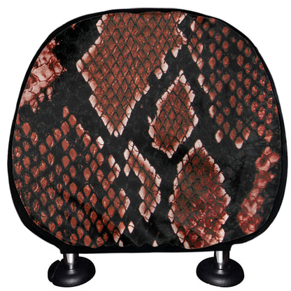 Brick Red Python Snakeskin Print Car Headrest Covers