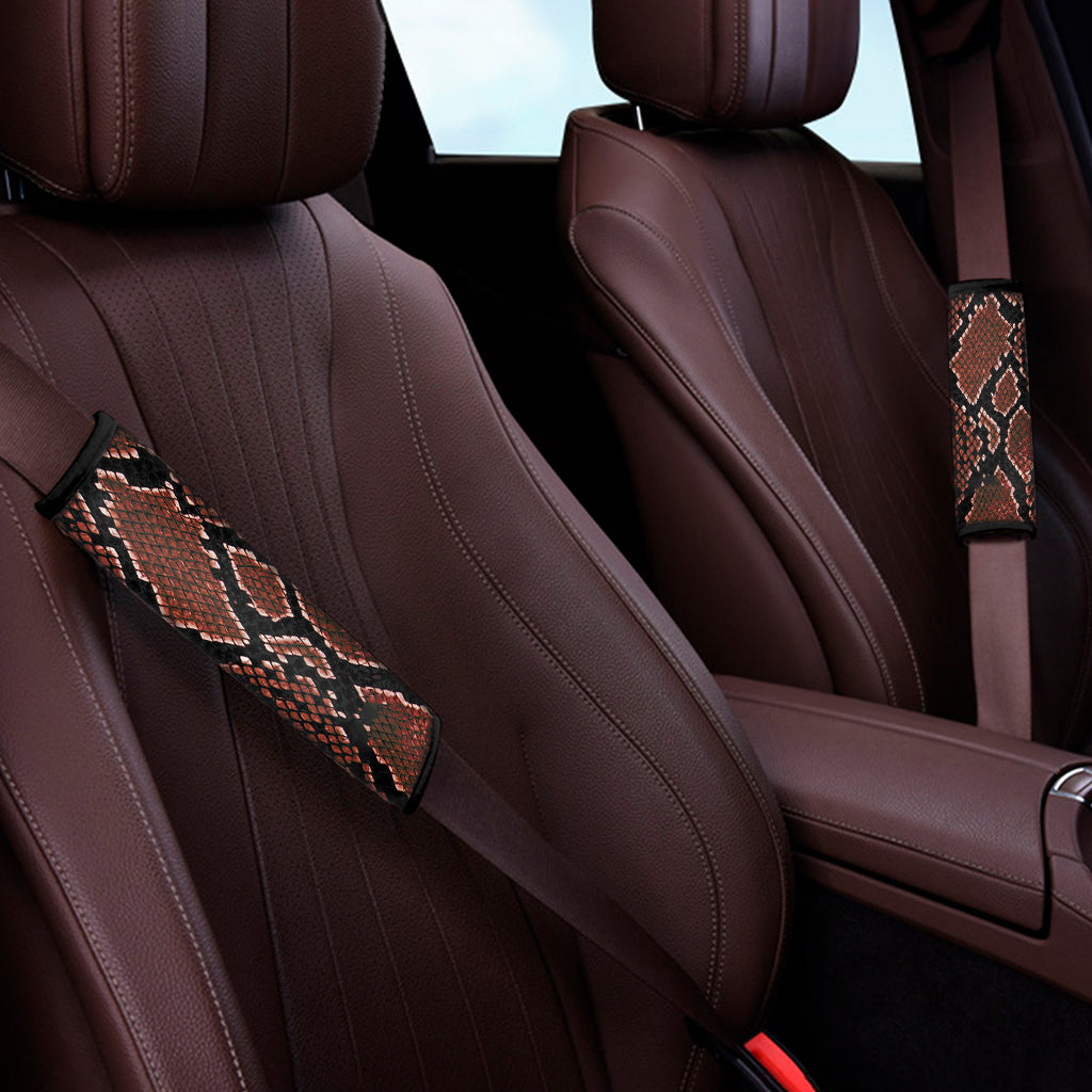 Brick Red Python Snakeskin Print Car Seat Belt Covers