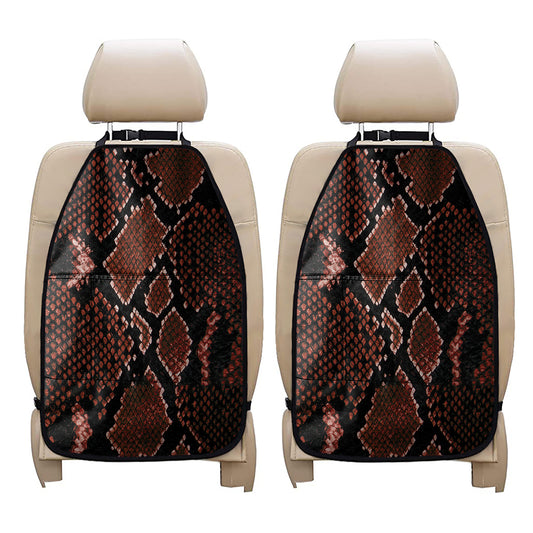 Brick Red Python Snakeskin Print Car Seat Organizers